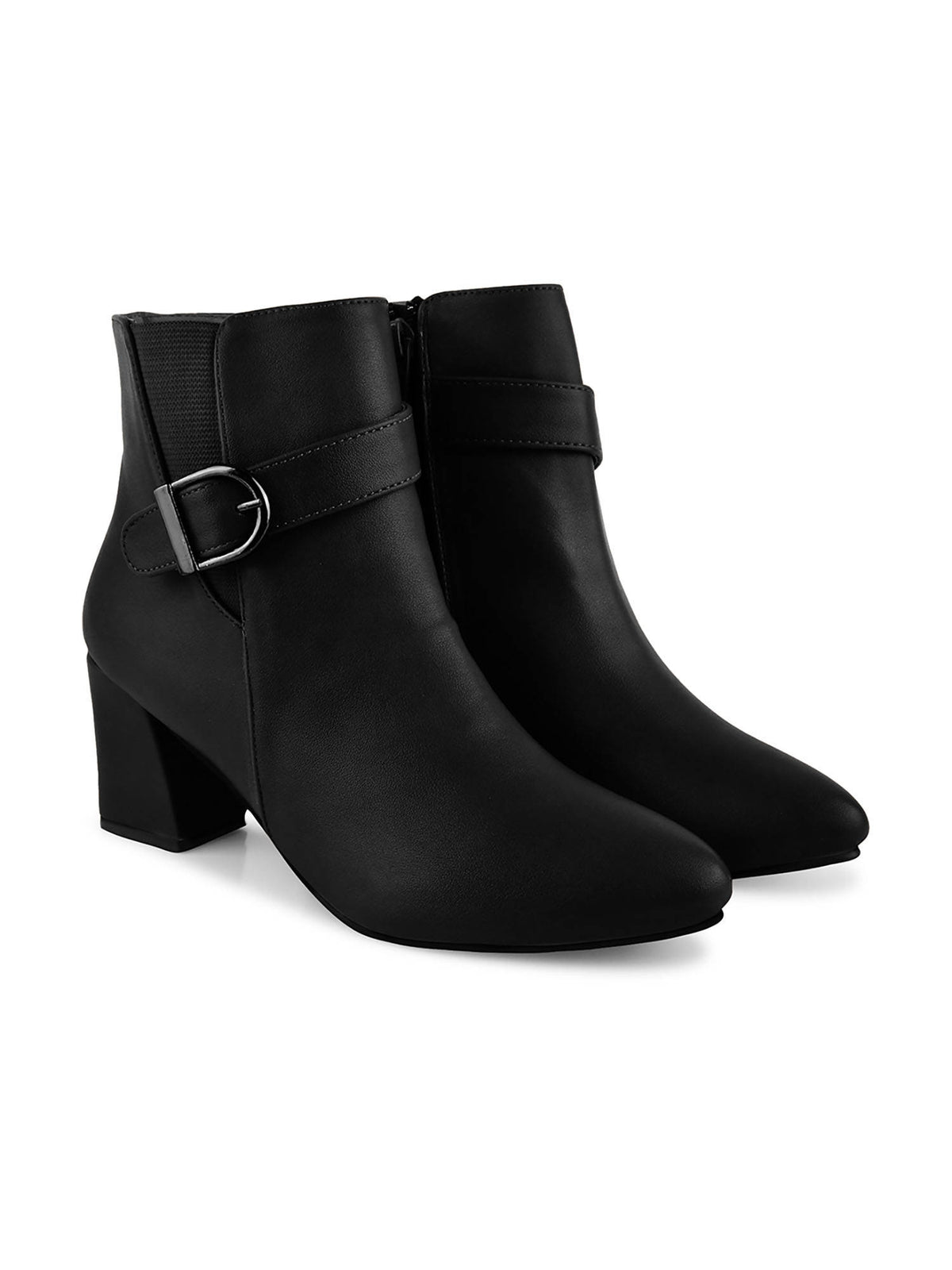 Women Black Solid Mid-Top Heeled Boots | BT61 - view 7
