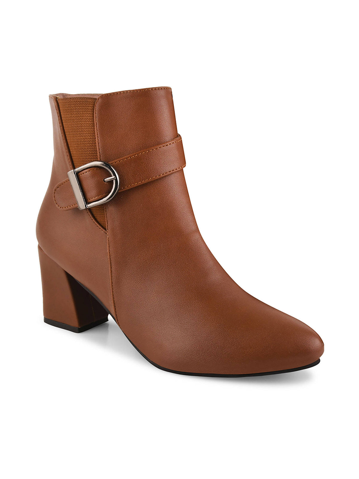 Women Tan Solid Mid-Top Heeled Boots | BT61 - view 2