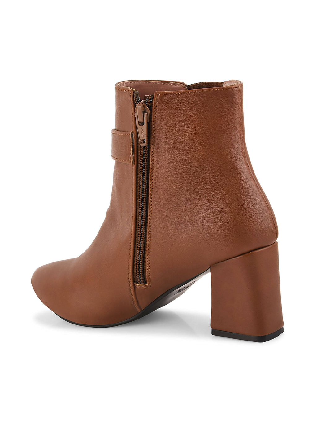 Women Tan Solid Mid-Top Heeled Boots | BT61 - view 3