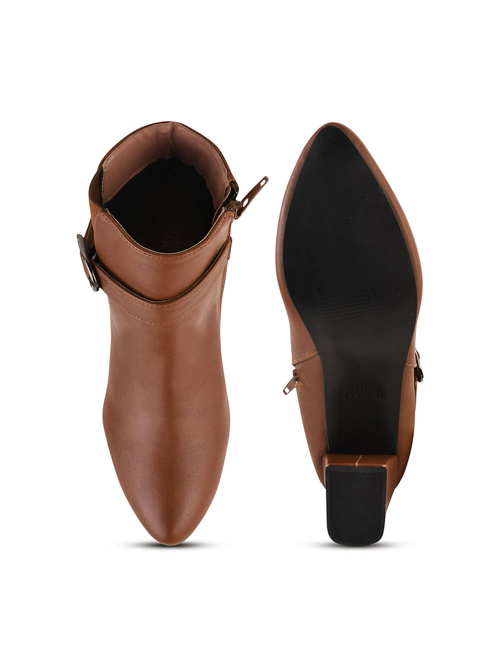 Women Tan Solid Mid-Top Heeled Boots | BT61 - view 4