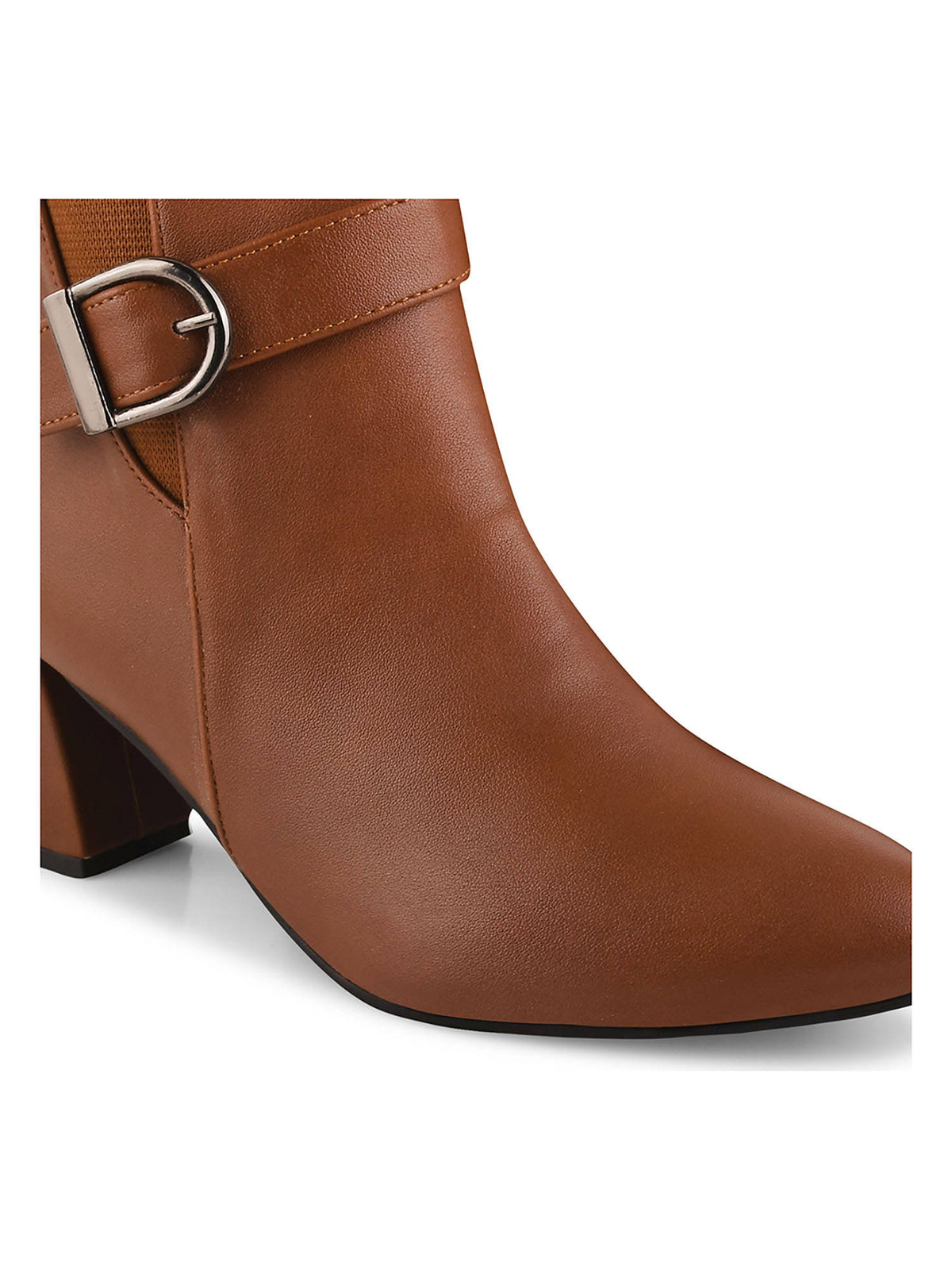 Women Tan Solid Mid-Top Heeled Boots | BT61 - view 5