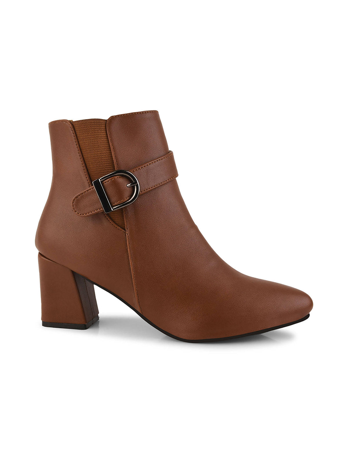Women Tan Solid Mid-Top Heeled Boots | BT61 - view 6