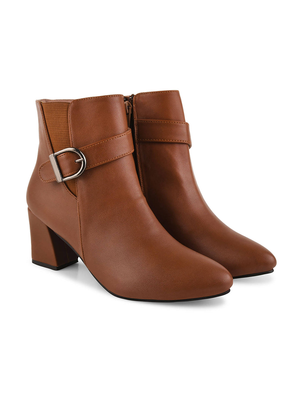 Women Tan Solid Mid-Top Heeled Boots | BT61 - view 7