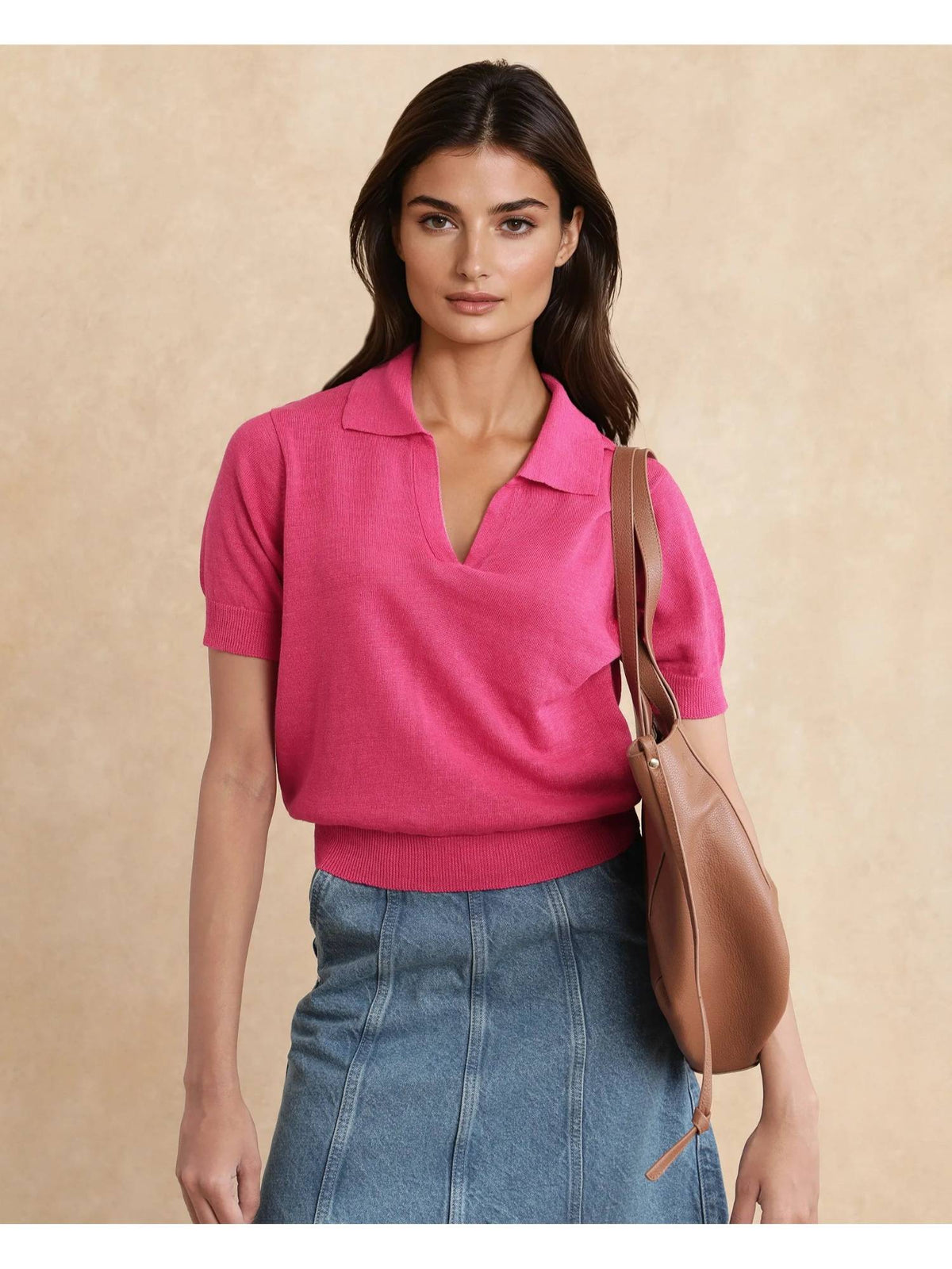 Women Blue Cotton Blend Collar Neck Polo T-Shirt | PW43 - view 8