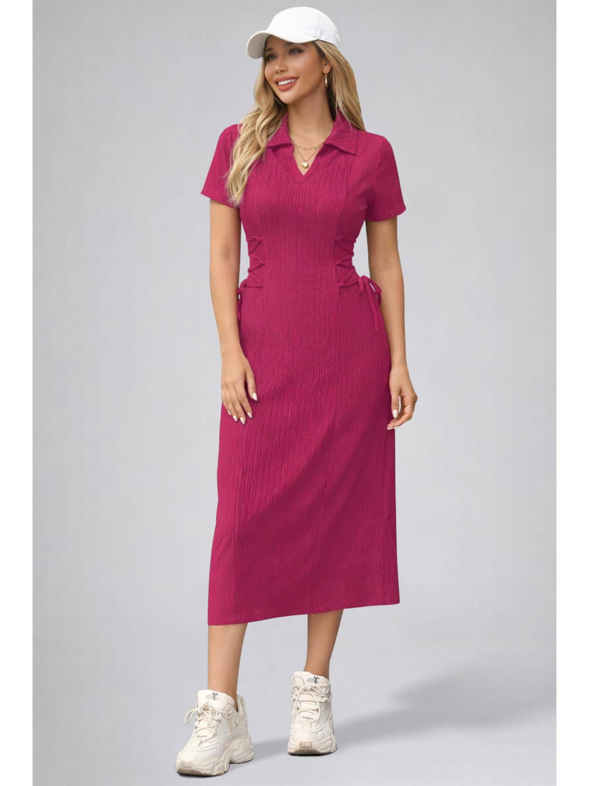 Womens Kiwi Solid Color Midi Western Party Dress for Women | D56 - view 8