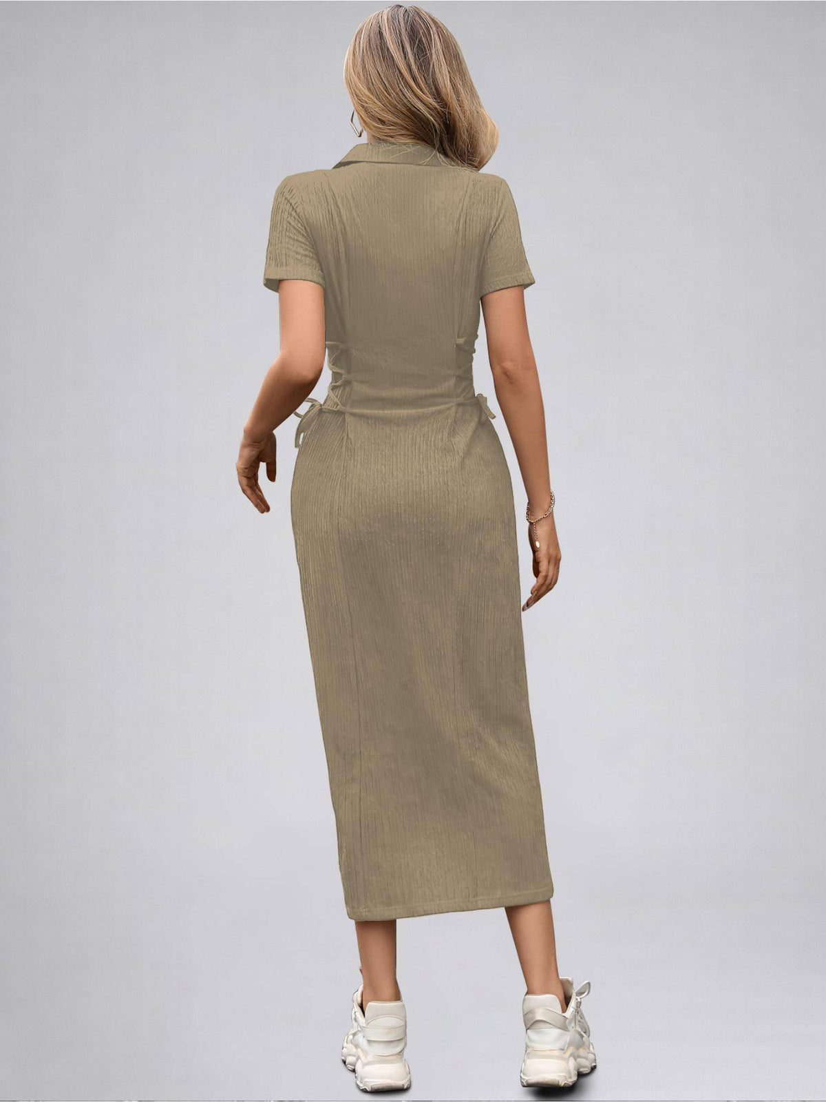 Womens Kiwi Solid Color Midi Western Party Dress for Women | D56 - view 3