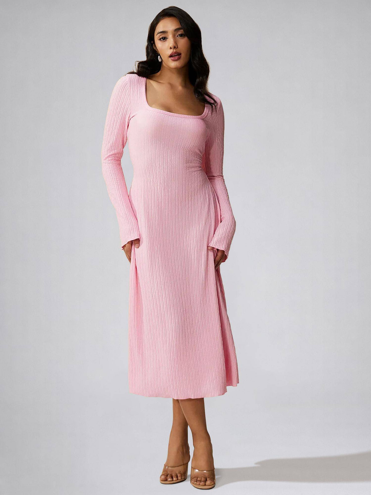 Womens Blue Square Neck A-Line Dress | D56 - view 16