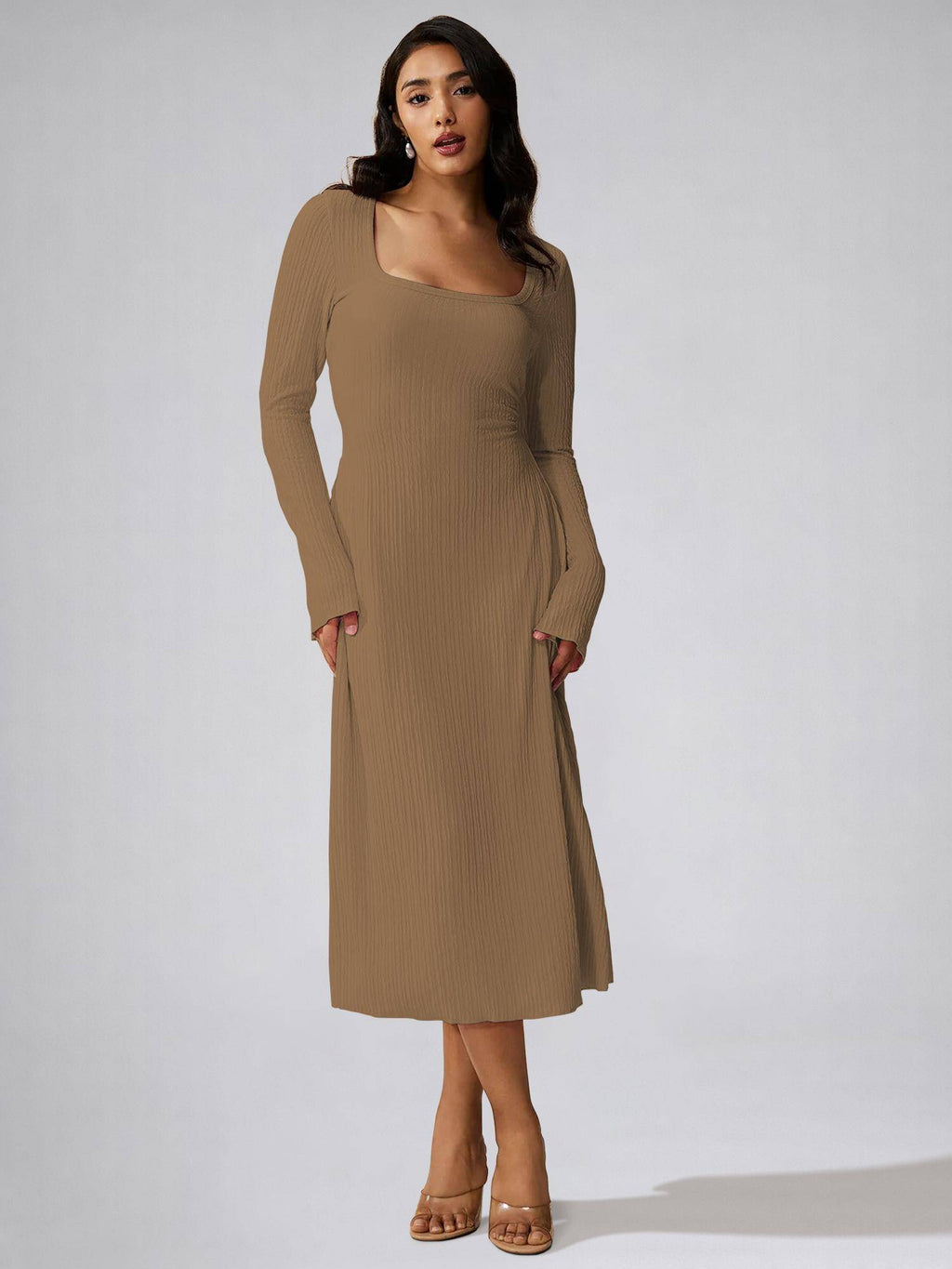 Womens Skin Square Neck A-Line Dress | D56 - view 52