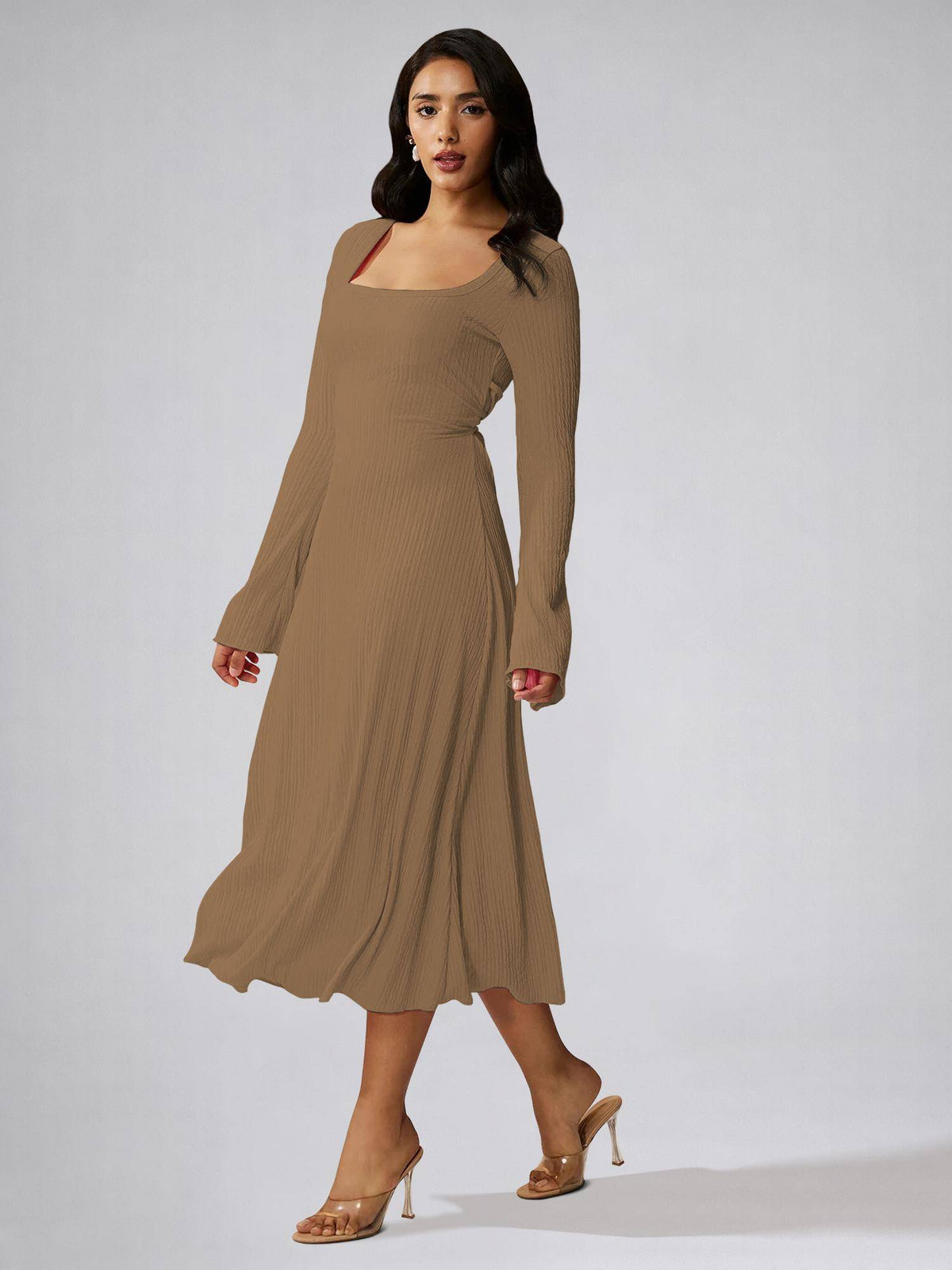 Womens Skin Square Neck A-Line Dress | D56 - view 53