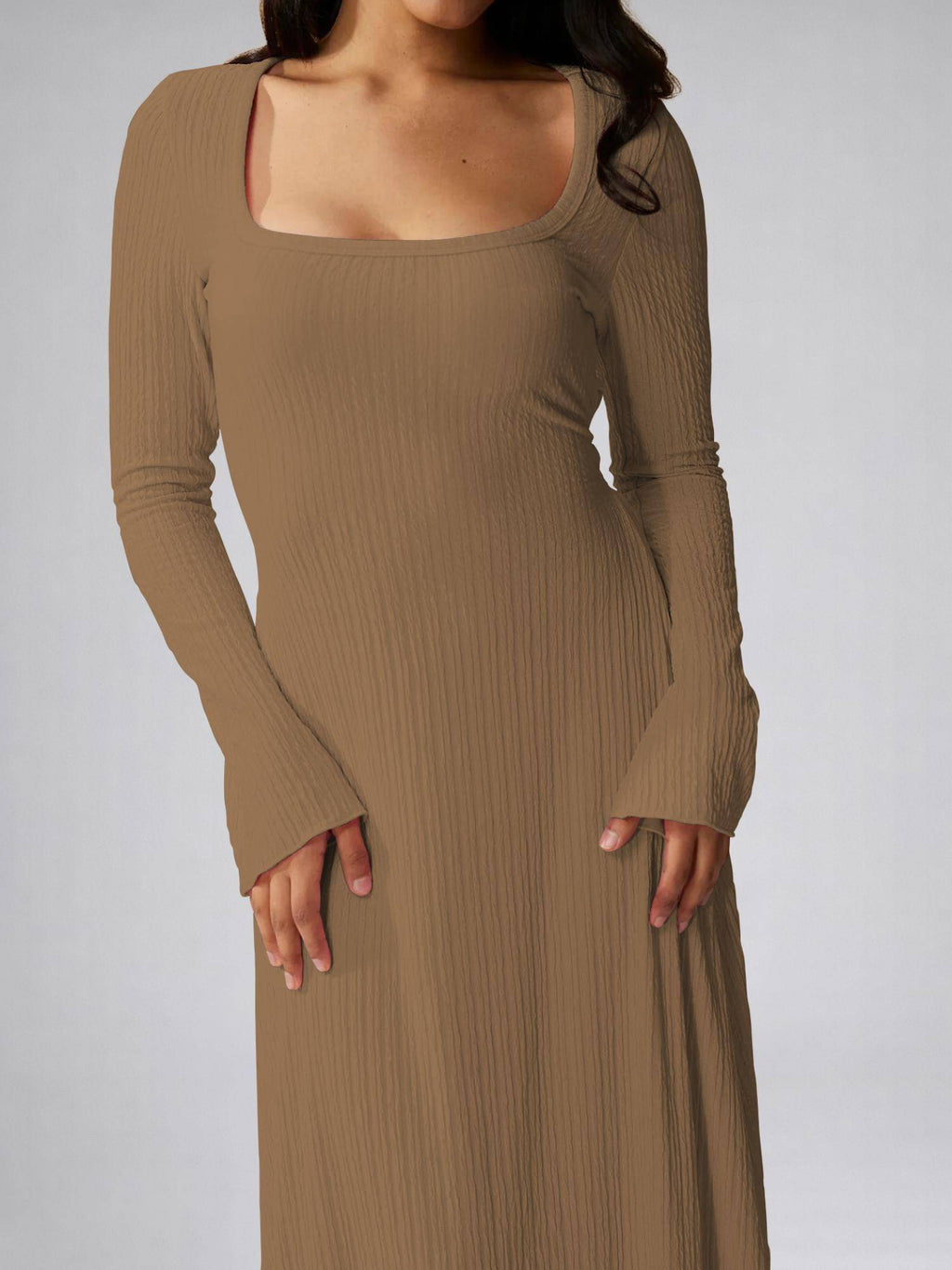Womens Green Square Neck A-Line Dress | D56 - view 26