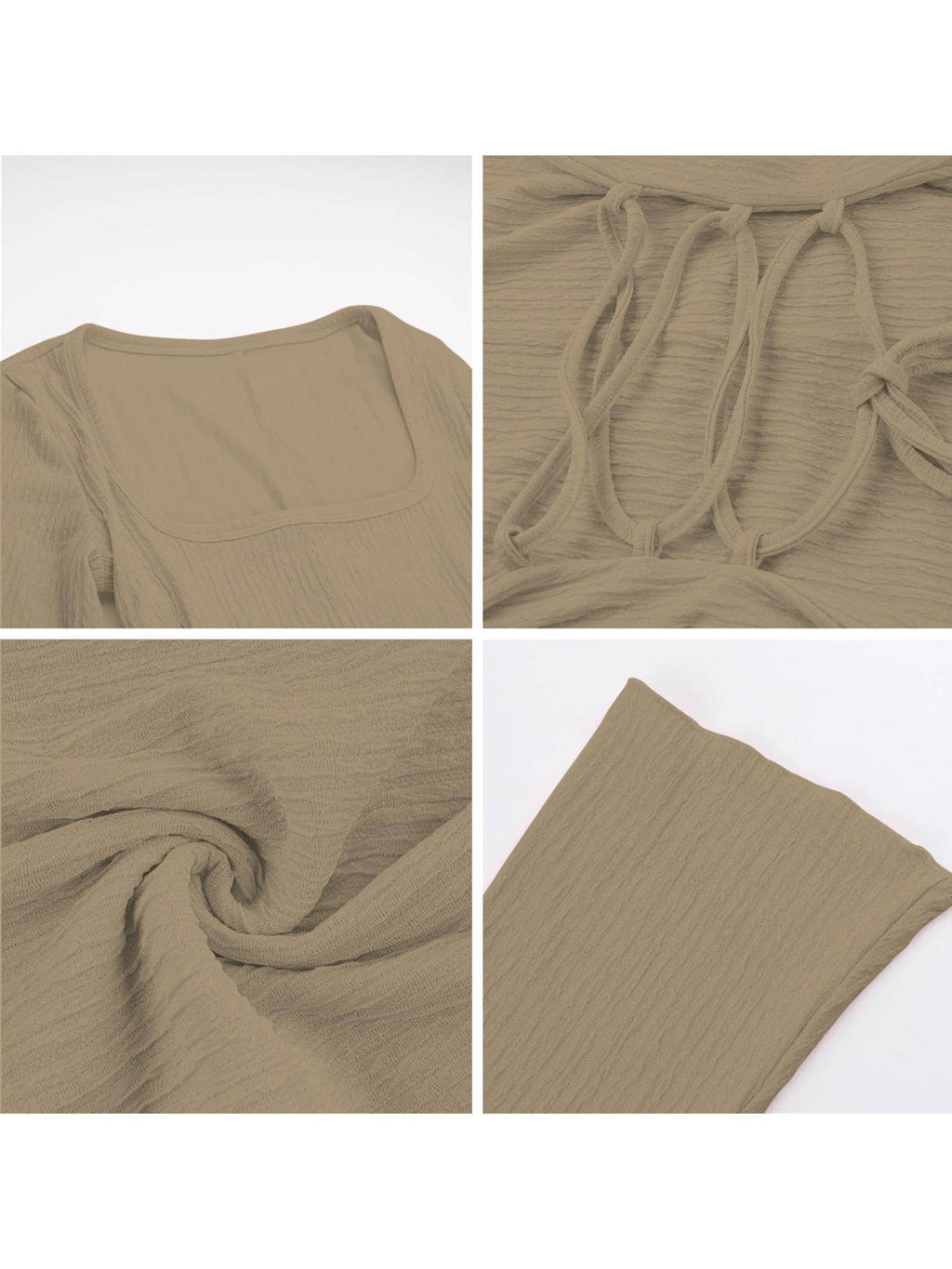 Womens Green Square Neck A-Line Dress | D56 - view 21