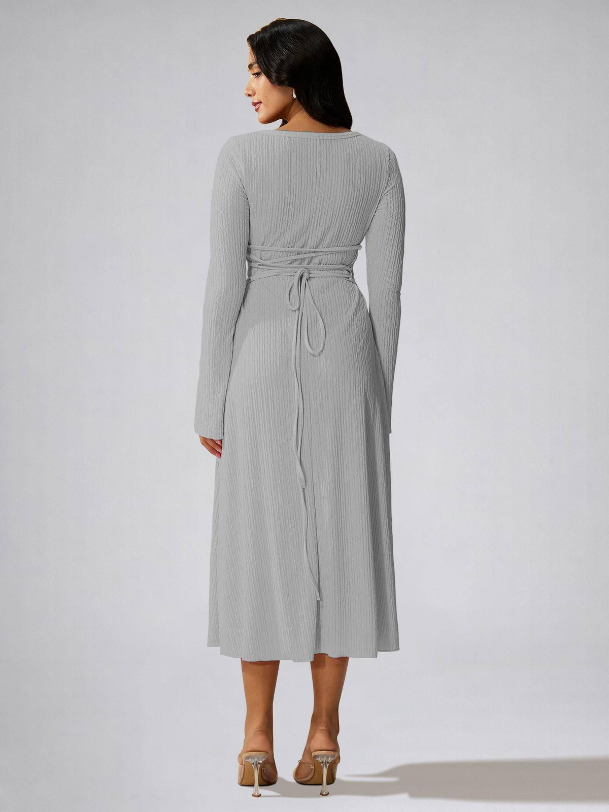 Womens Blue Square Neck A-Line Dress | D56 - view 38