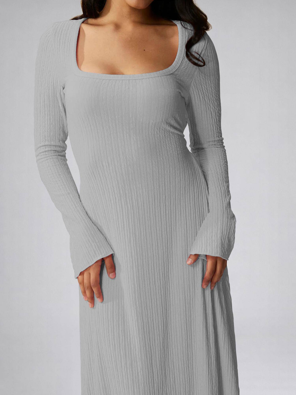 Womens Blue Square Neck A-Line Dress | D56 - view 40