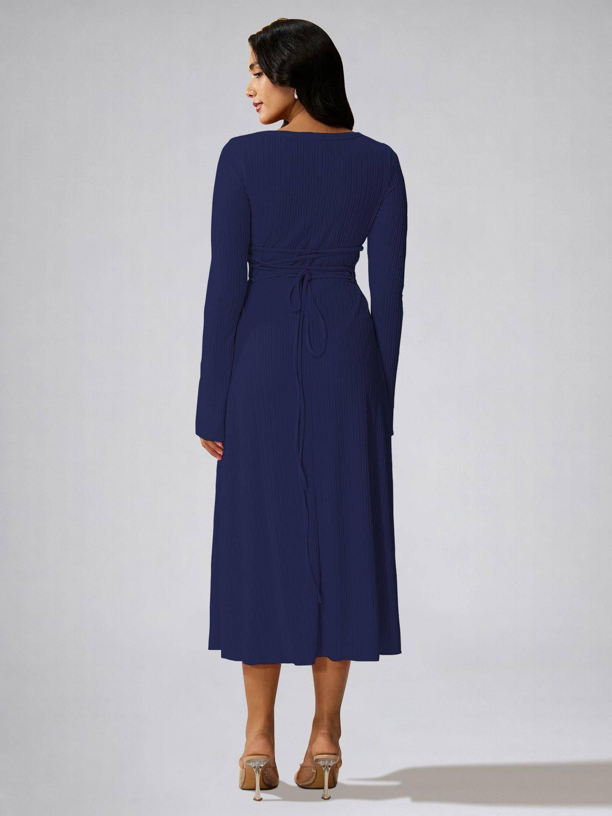 Womens Black Square Neck A-Line Dress | D56 - view 52