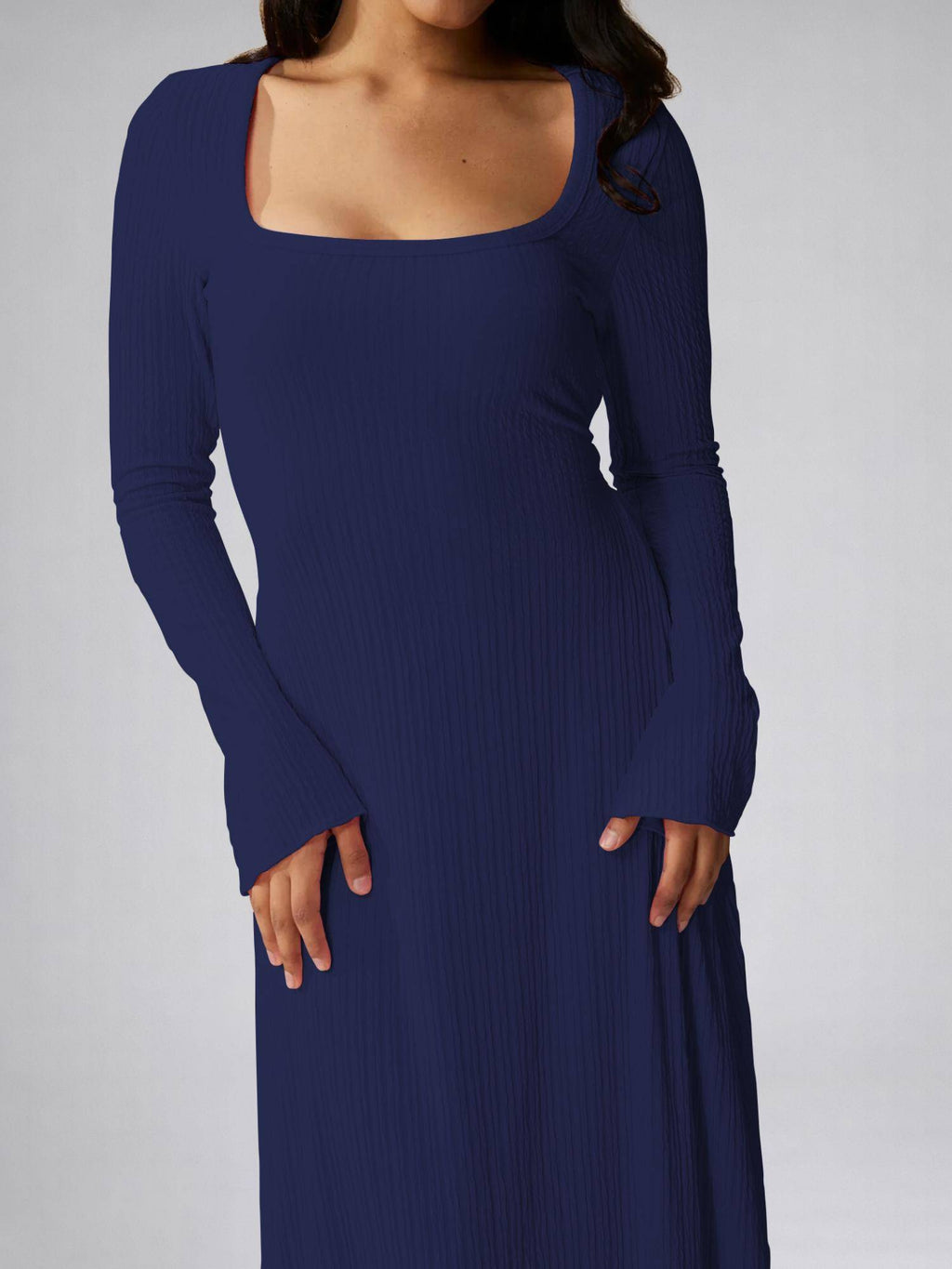 Womens Blue Square Neck A-Line Dress | D56 - view 5