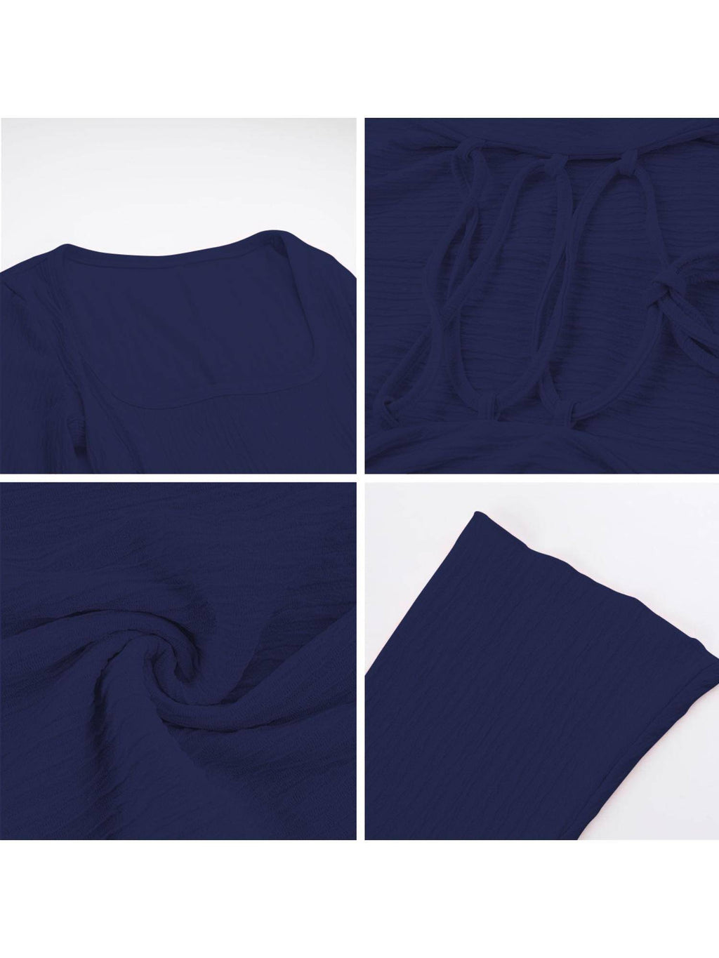Womens Blue Square Neck A-Line Dress | D56 - view 7