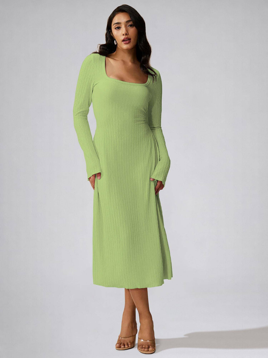 Womens Blue Square Neck A-Line Dress | D56 - view 9