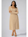 Womens Skin Square Neck A-Line Dress | D56 - view 1