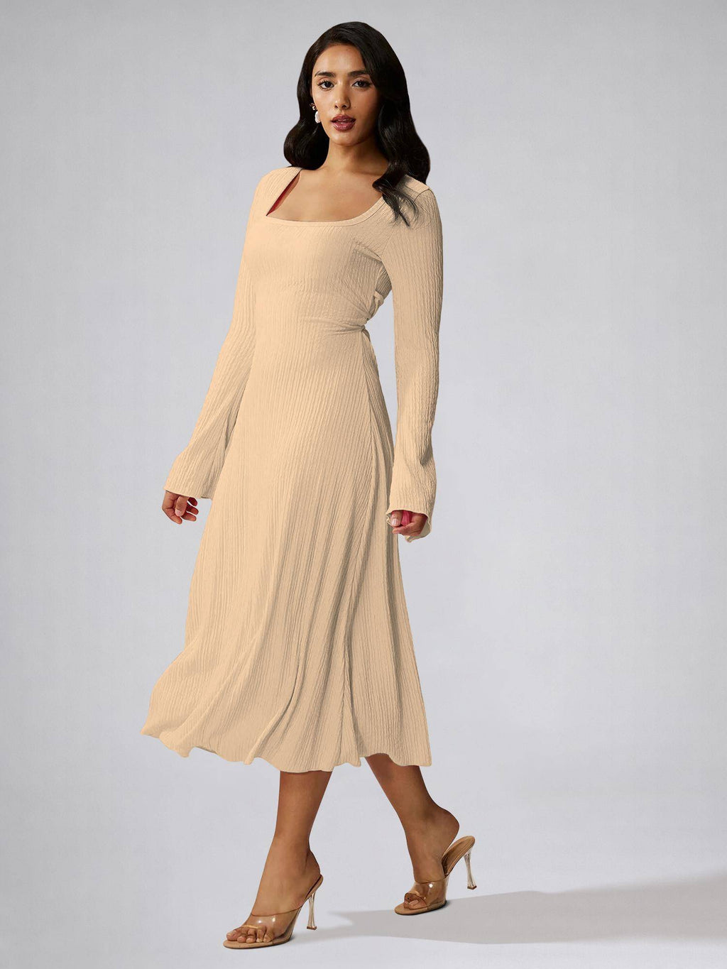 Womens Skin Square Neck A-Line Dress | D56 - view 2