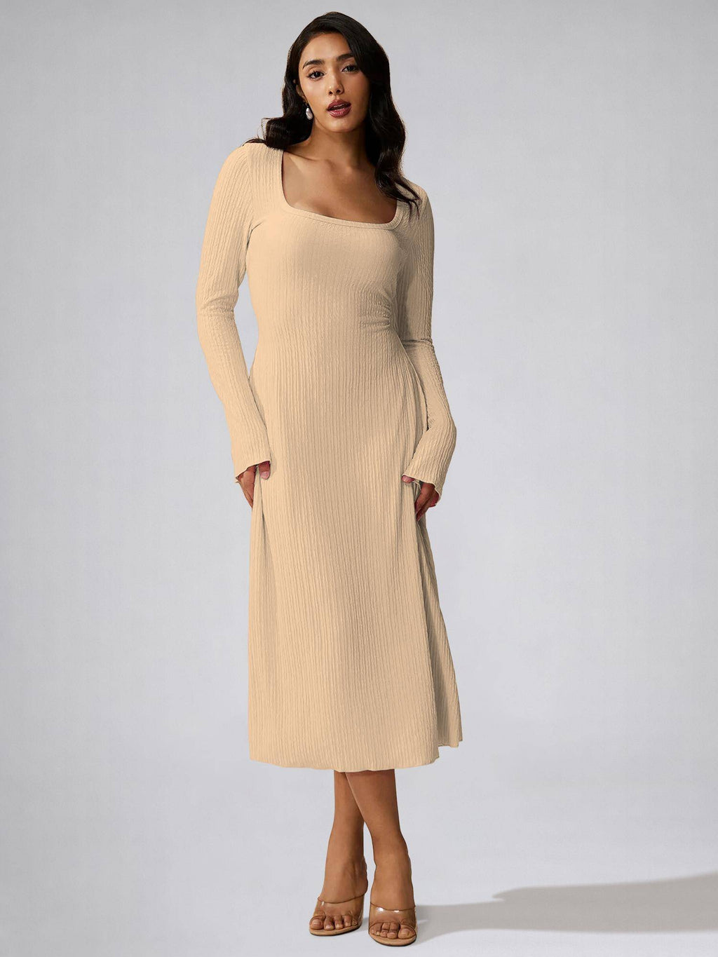 Womens Skin Square Neck A-Line Dress | D56 - view 4
