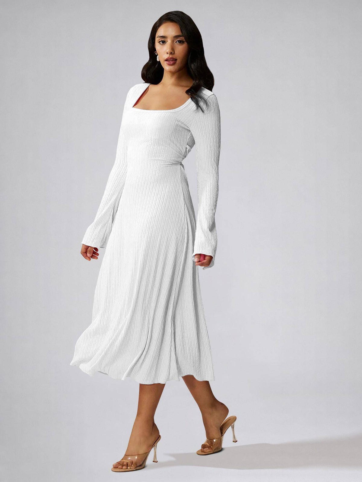 Womens Skin Square Neck A-Line Dress | D56 - view 23
