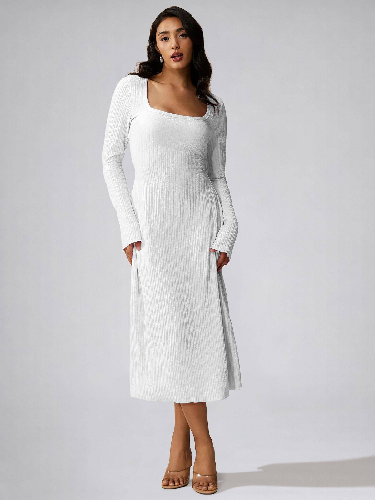 Womens Skin Square Neck A-Line Dress | D56 - view 25