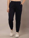 Women Cotton Elastic with Drawstring Dark Blue Jogger | WJ89 - view 1
