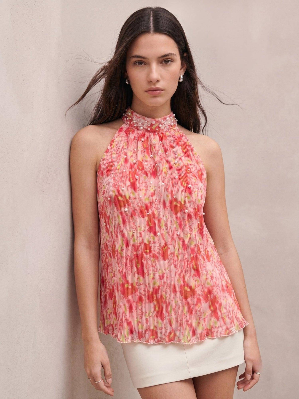 Pink Halter Tied Neck Top | HT67 - view 1