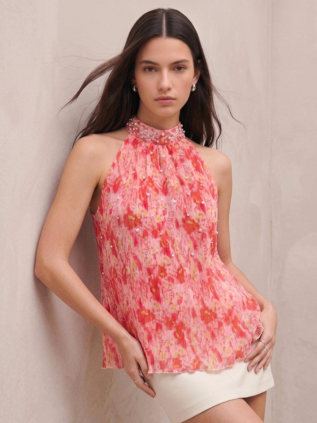 Pink Halter Tied Neck Top | HT67 - view 2