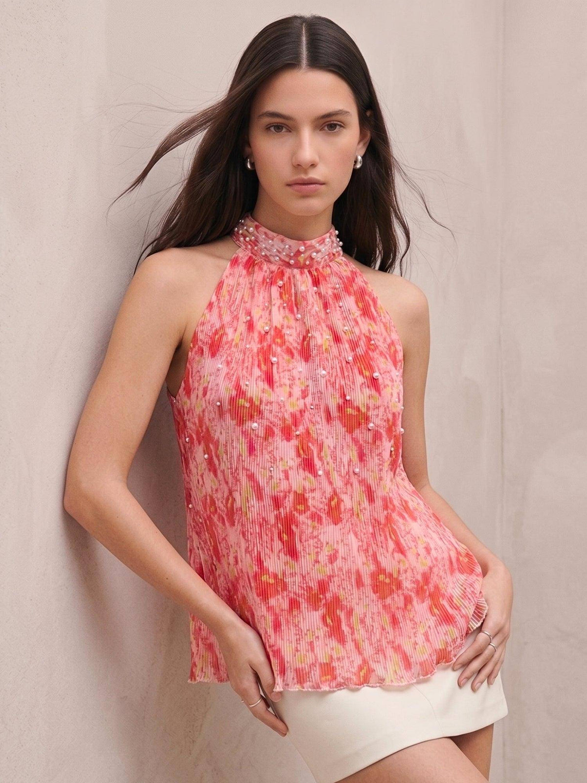 Pink Halter Tied Neck Top | HT67 - view 2