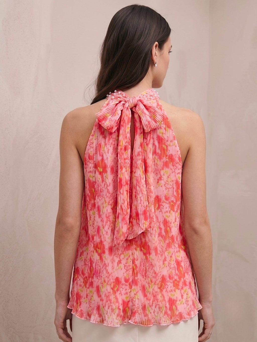 Pink Halter Tied Neck Top | HT67 - view 6