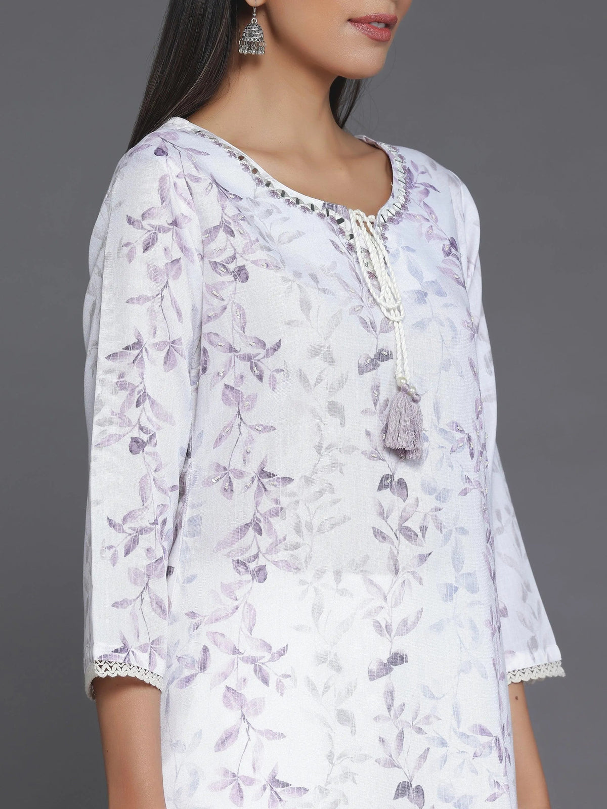 Libas Off White Printed Cotton Straight Kurta