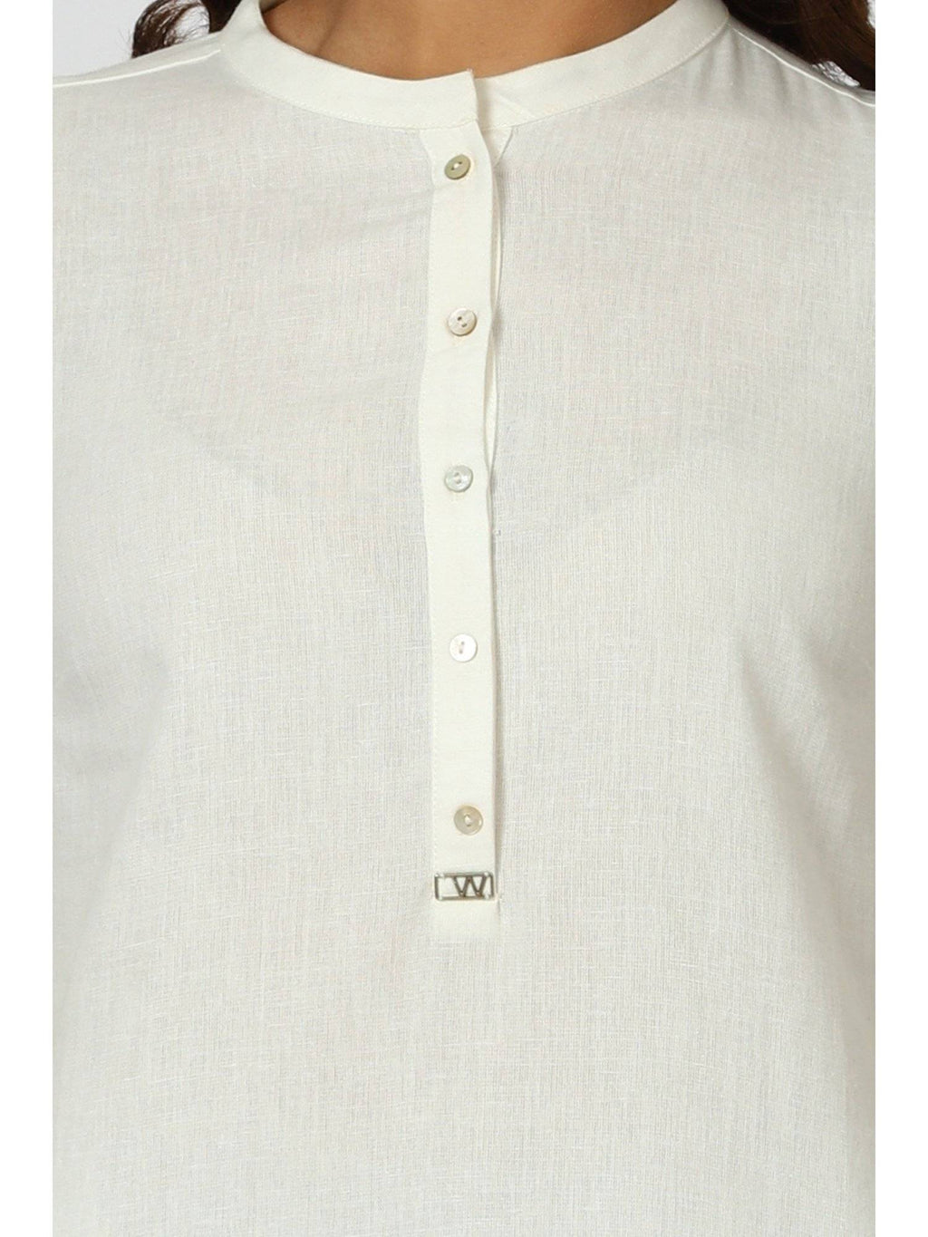Mandarin Collar Cotton Blend Straight Kurta White | U3S - view 3