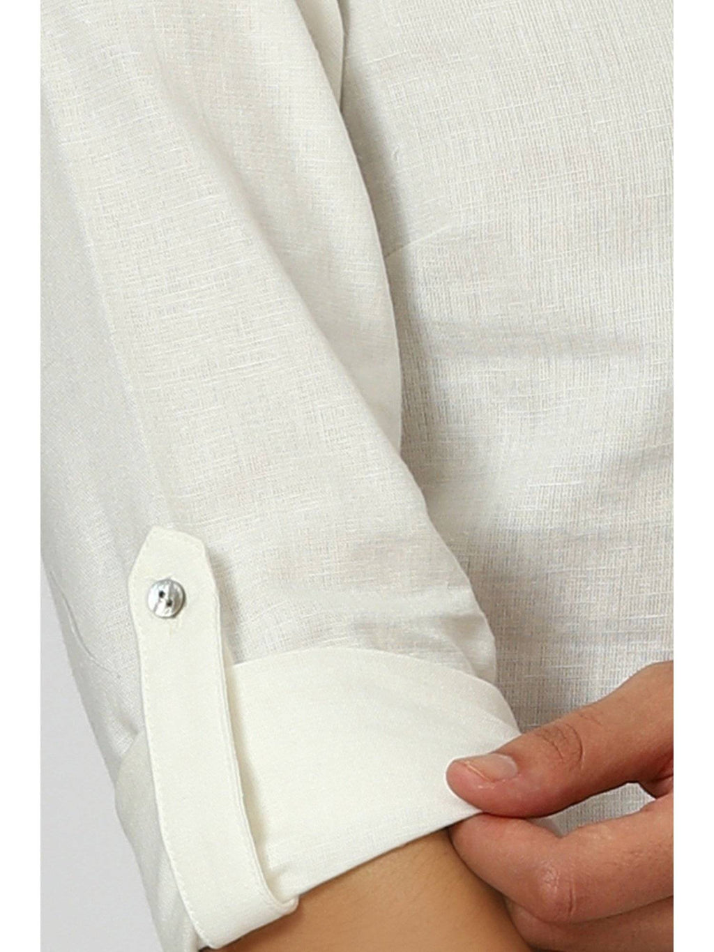 Mandarin Collar Cotton Blend Straight Kurta White | U3S - view 7