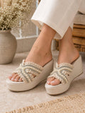 Ivory Pearl Bloom Embellished Wedges | H78 - view 1