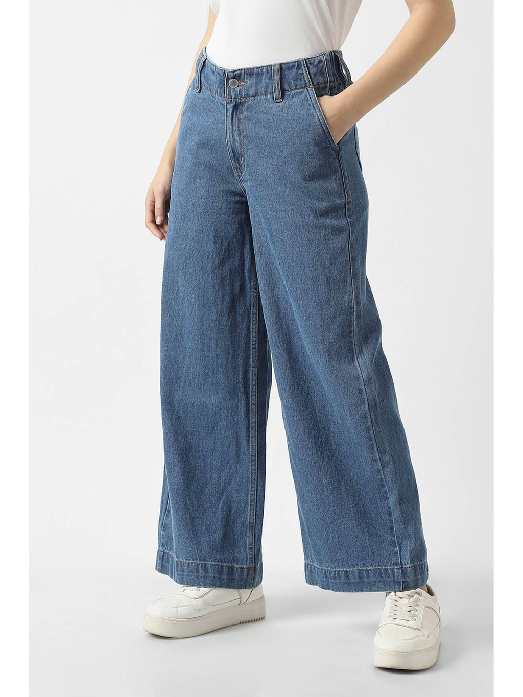 Women Blue Mid Wash Jeans | ST23 - view 4