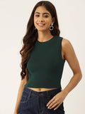 Black Solid Cotton Crop Top | CT61 - view 26