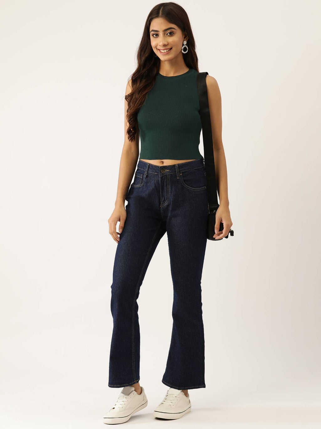 Black Solid Cotton Crop Top | CT61 - view 30