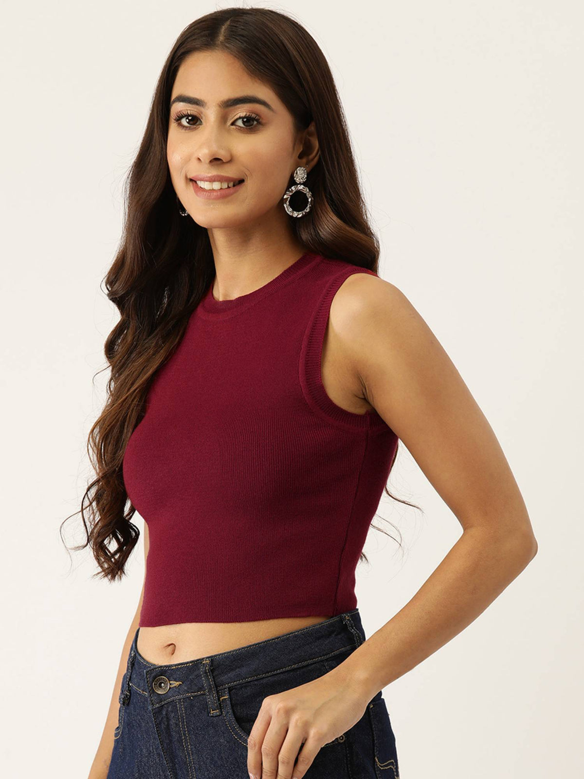 Black Solid Cotton Crop Top | CT61 - view 8