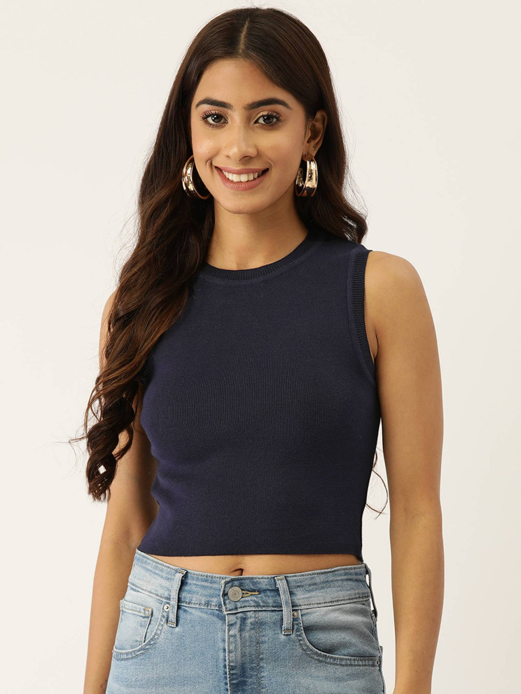 Black Solid Cotton Crop Top | CT61 - view 21