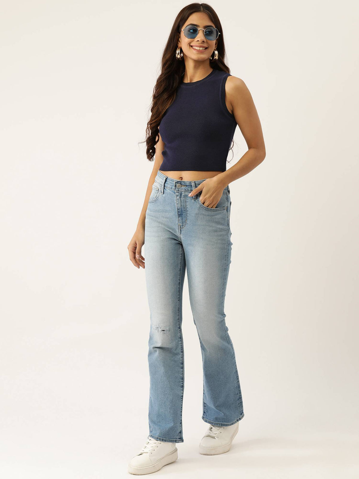 Black Solid Cotton Crop Top | CT61 - view 25