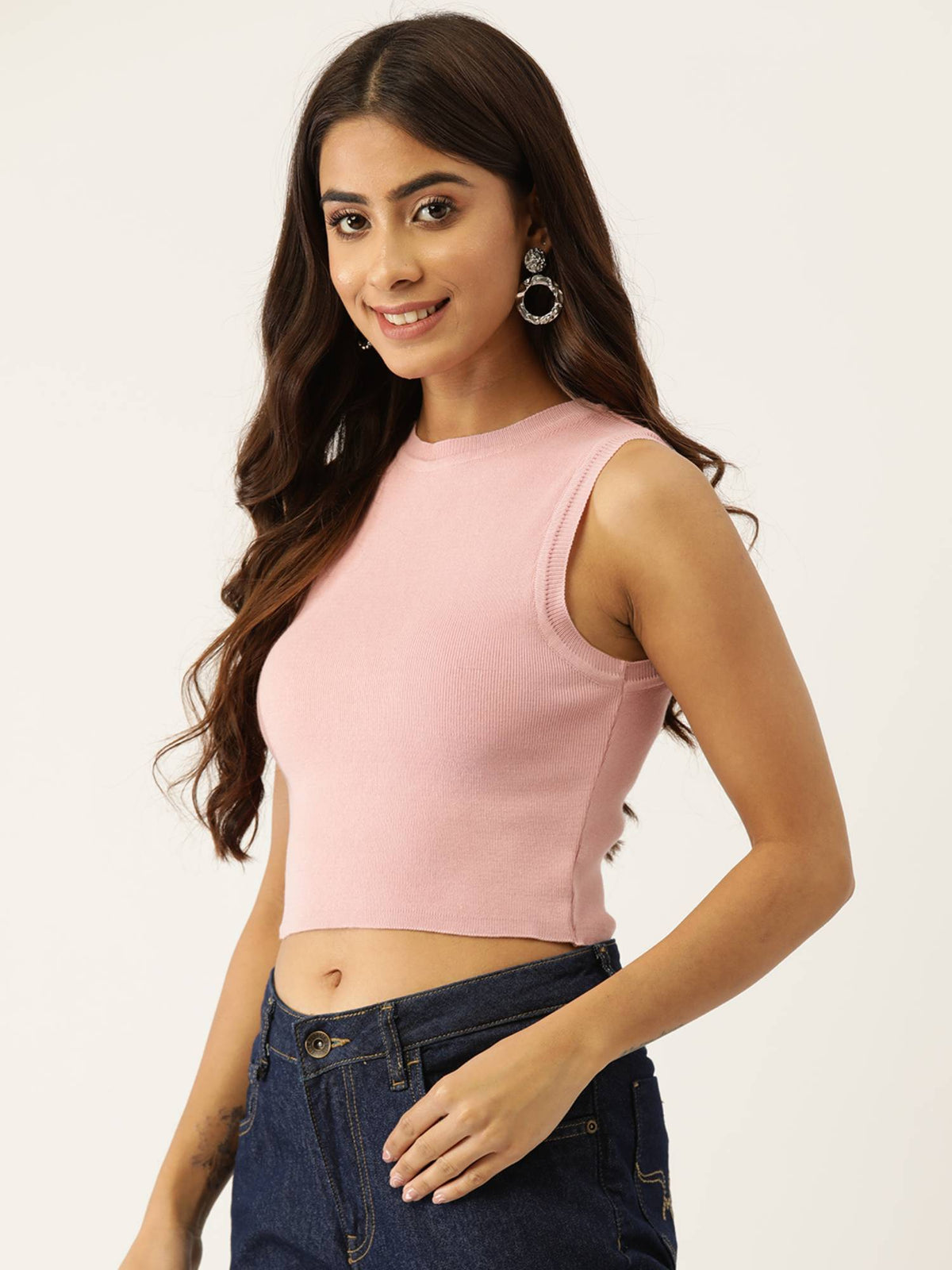 Black Solid Cotton Crop Top | CT61 - view 13