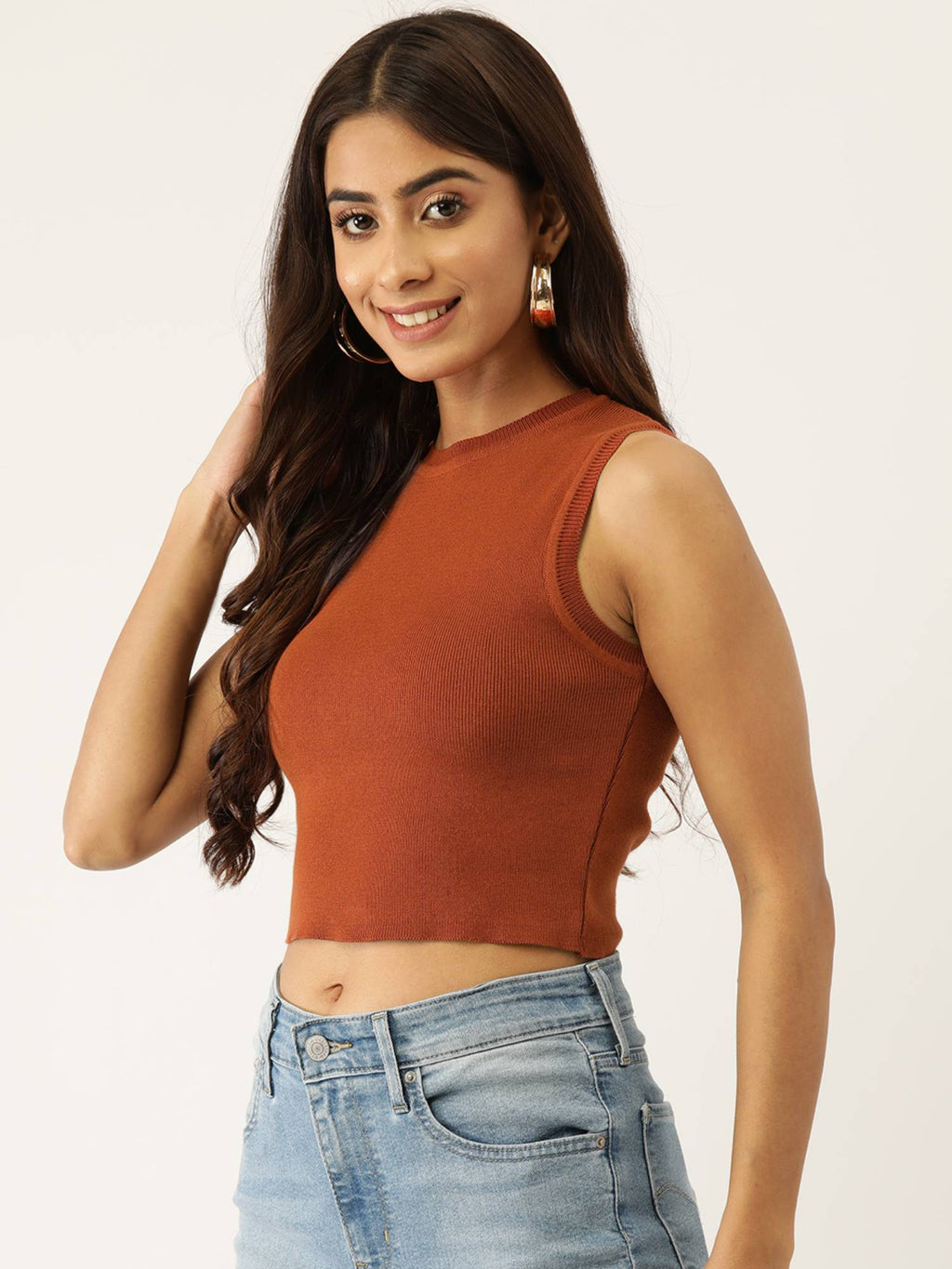 Rust Solid Cotton Crop Top | CT61 - view 3