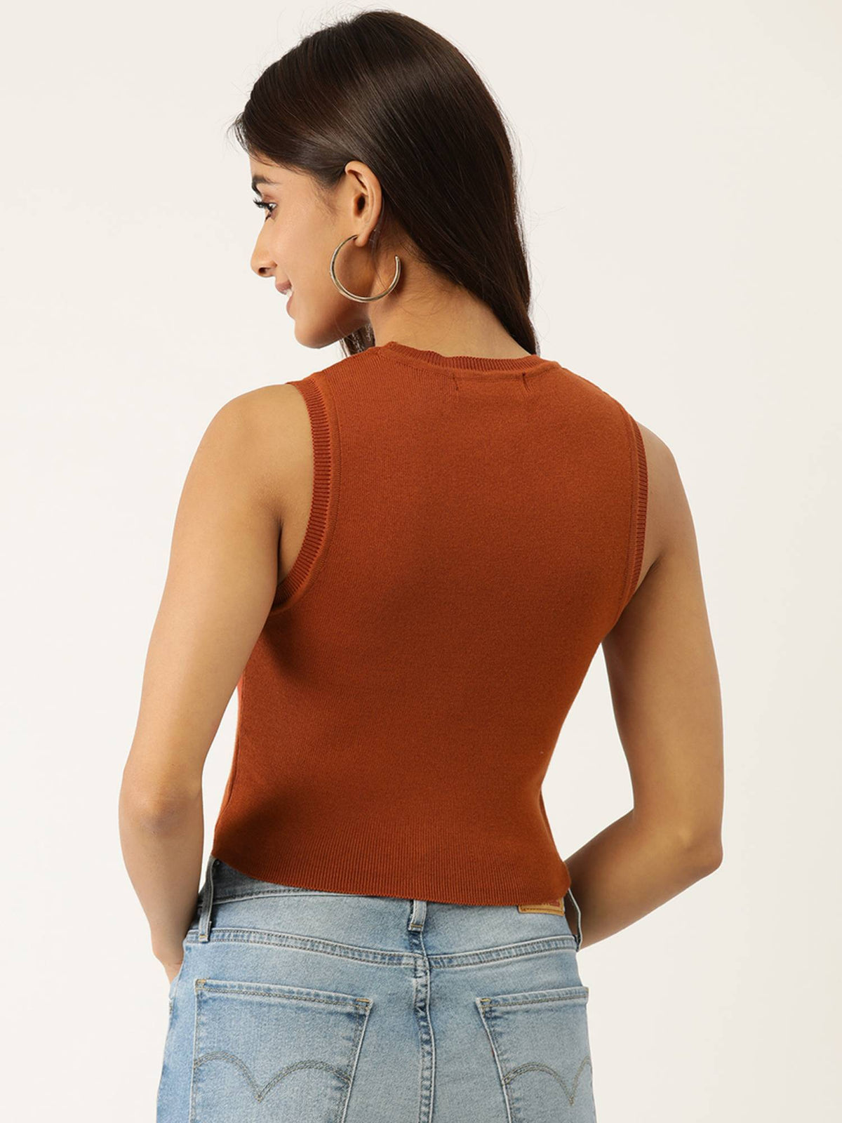 Rust Solid Cotton Crop Top | CT61 - view 4