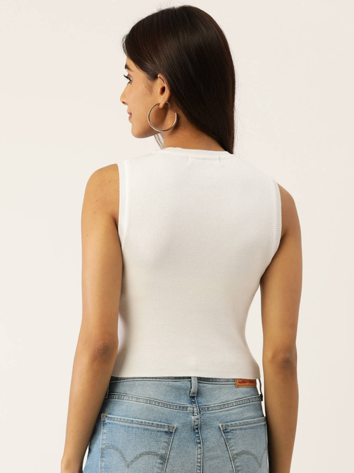 Black Solid Cotton Crop Top | CT61 - view 34