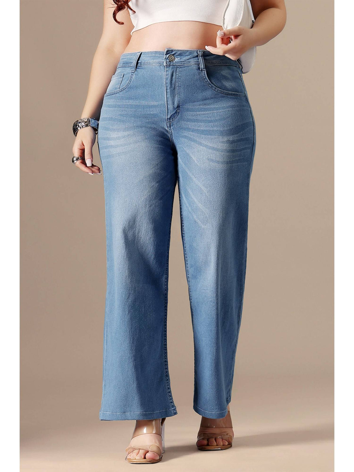 A+ Curve Collection Plus Size Women Navy Blue Stretchable Bootcut Jeans | BT10 - view 14
