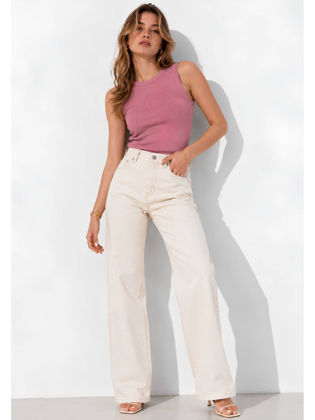 Brown Ribbed Vest Top | TT98 - view 18