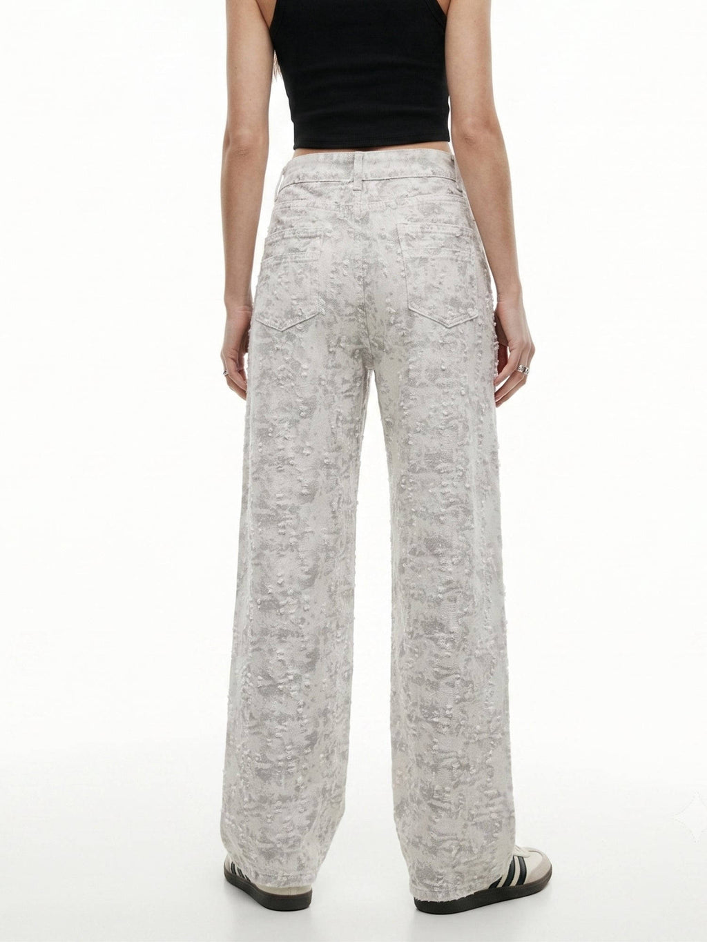Off White High Waisted Textured Baggy Jeans | BG78 - view 4