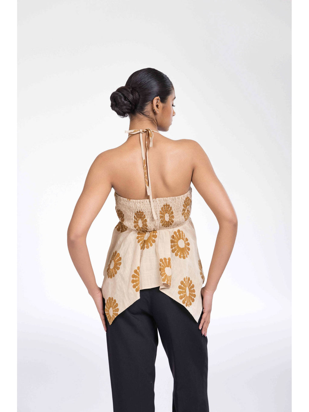 Beige Halter Neck with Tie-Up Top | HT67 - view 2