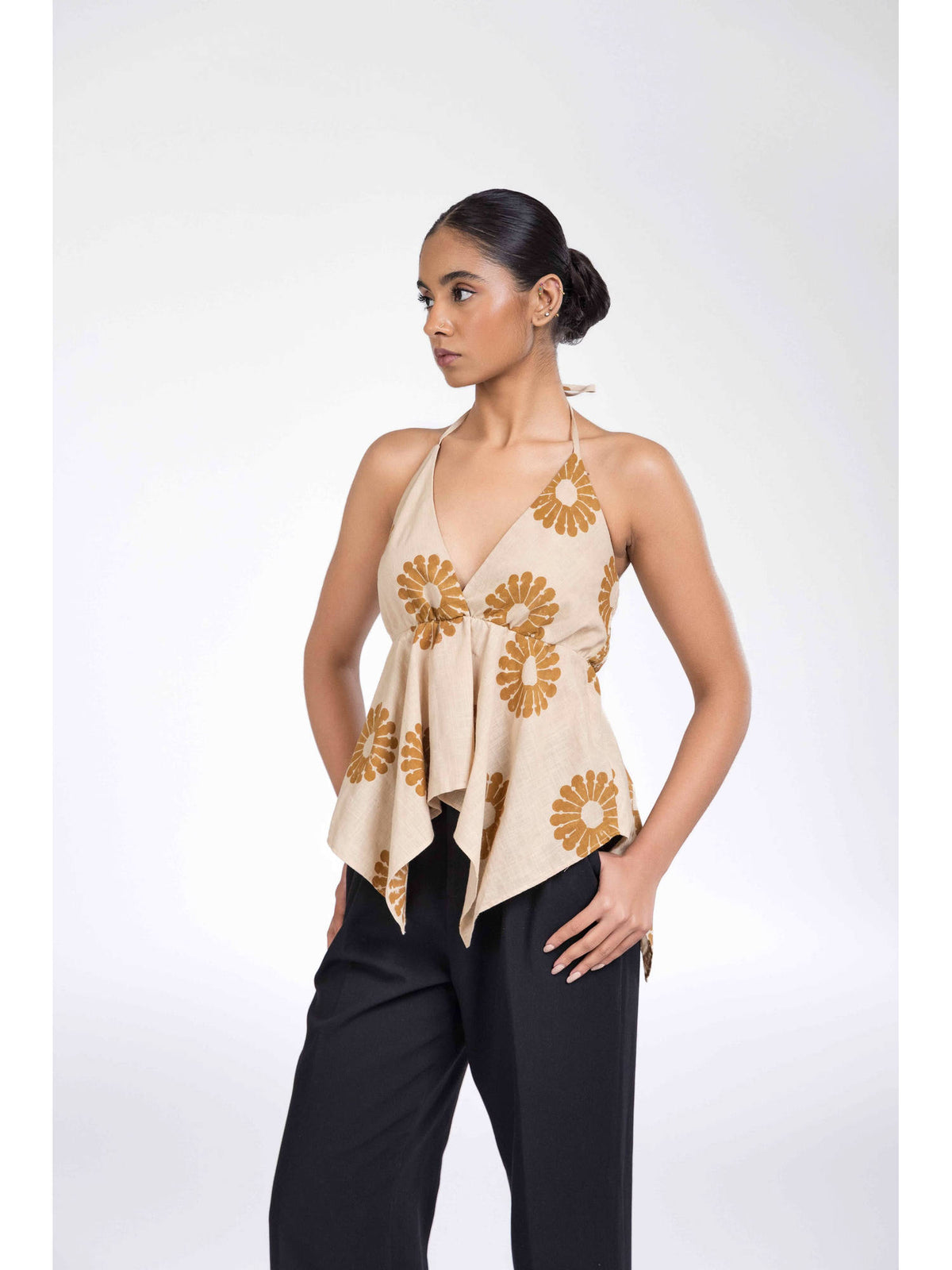 Beige Halter Neck with Tie-Up Top | HT67 - view 3